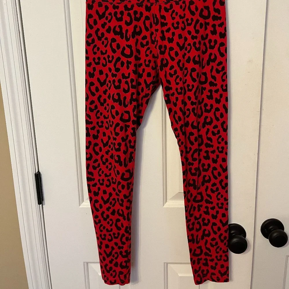 Justice red/black animal print leggings